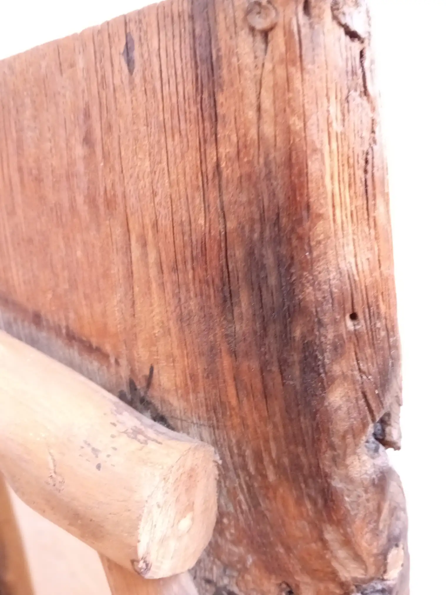 Specchio 37x20x76 cm da Appoggio in Legno Massello Riciclato dal Mare con Dettagli in Rattan - 37x20x76 cm - 3