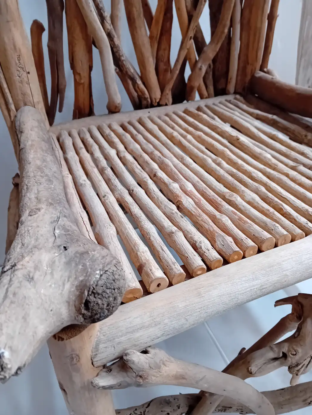 Sediah 152 cm Trono Artigianale in Legno Naturale e Rami Intecciati - - 3