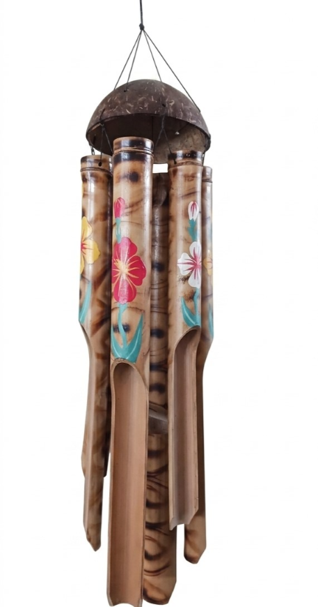 Scaccia Guai Bamboo e Cocco "Fiori Tropicali" – 55 cm