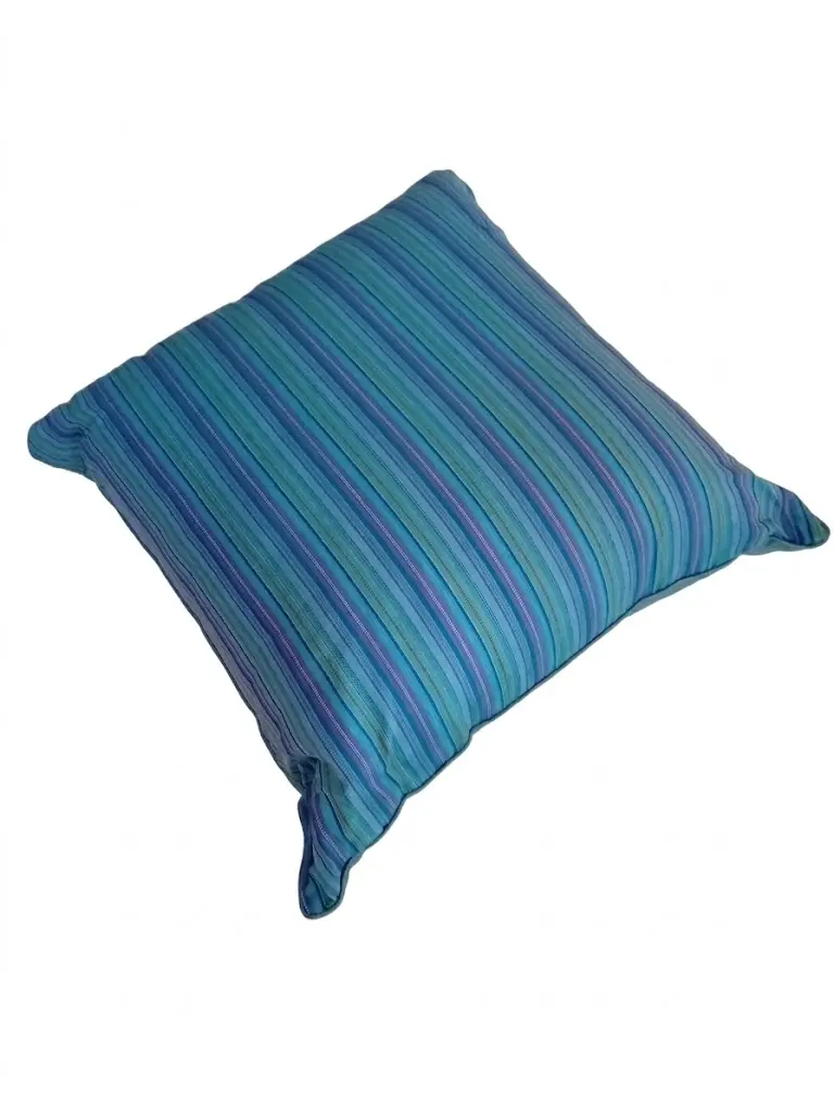 Cuscino Arredo in Cotone Cangiante Double Face a Righe Azzurro e Viola 70x70 cm | Dal Pozzo Andrea