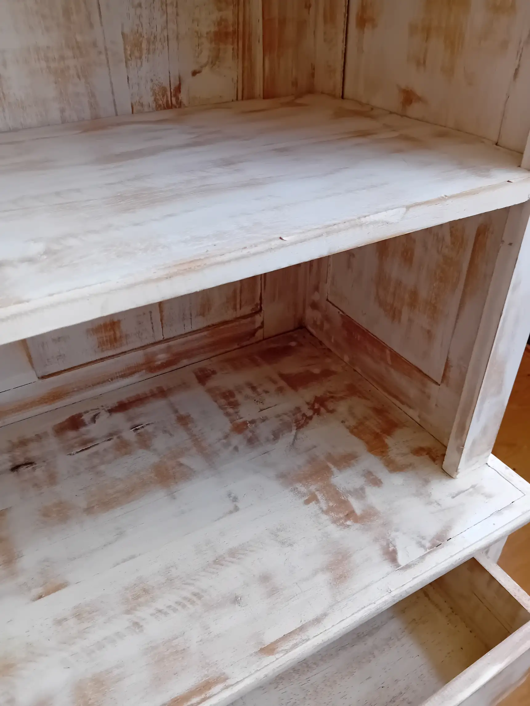 Mobile 90x42h190 cm) Dispensa Shabby Chic Decapato con Antine a Grata - 4