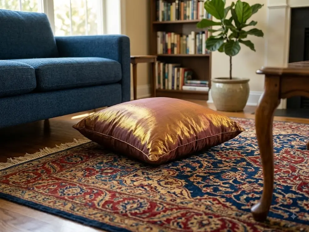 Cuscino Arredo in Cotone Cangiante Bronzo/Oro 70x70 cm
