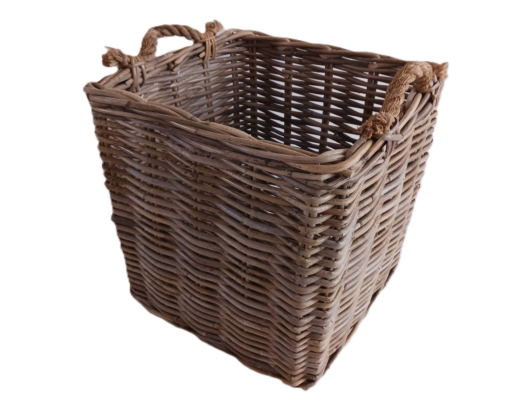 cesto porta legna in vimini quadrato cm 45x45x46 H con manici cm 49 H - 4