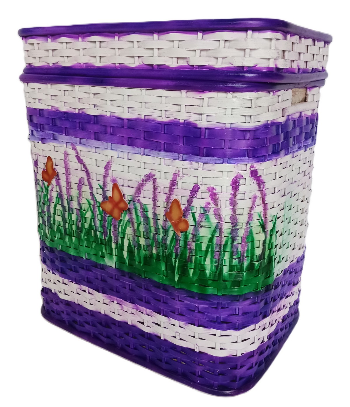Cesto porta biancheria/giocattoli in Rattan Viola lavanda Cm 51x37x58 H