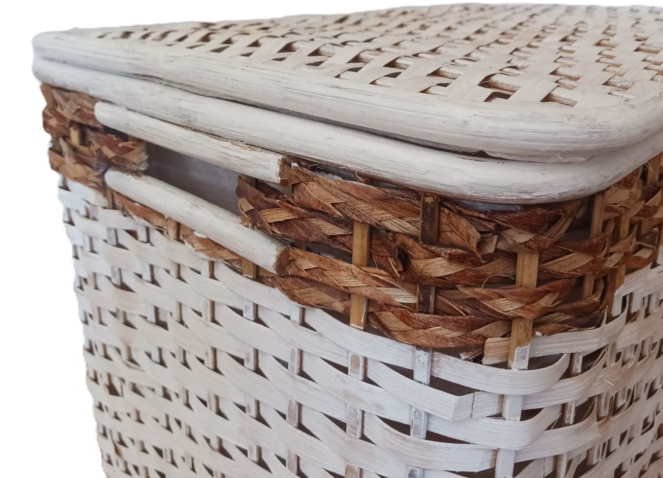 Baule Porta Biancheria in Rattan bicolore 61X38X40 H - 3