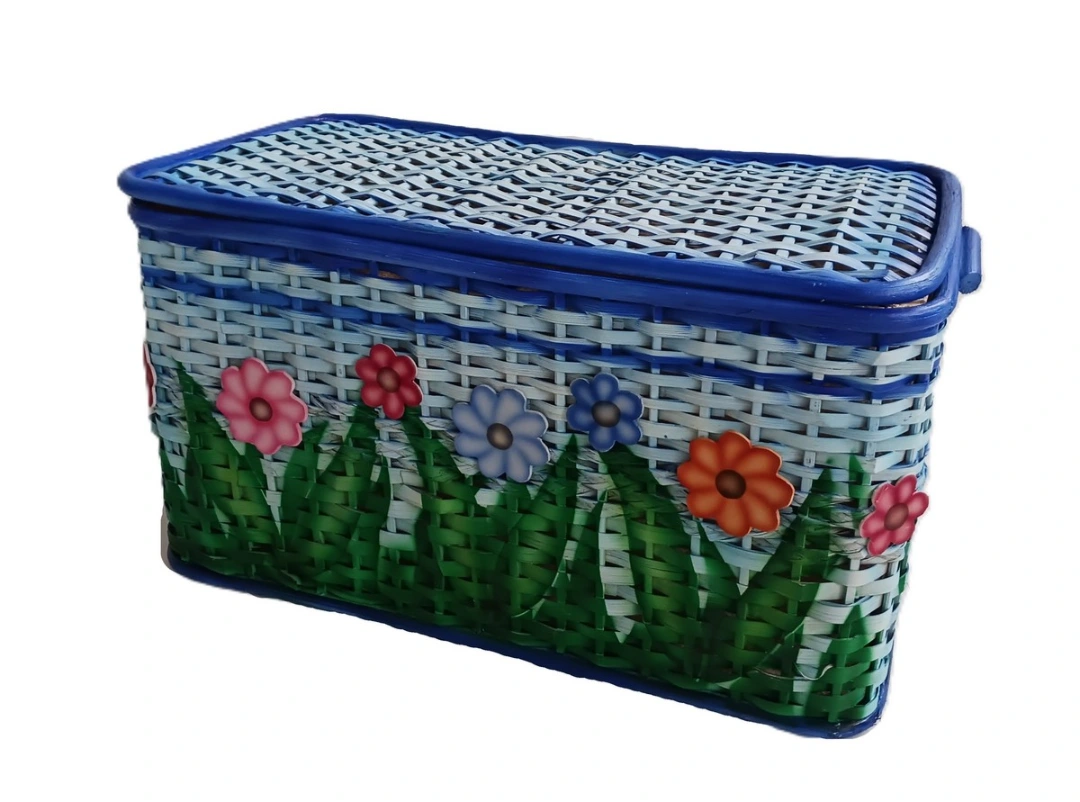 Baule Porta Biancheria e Porta Giocattoli in Rattan colorato 64x33x35 H