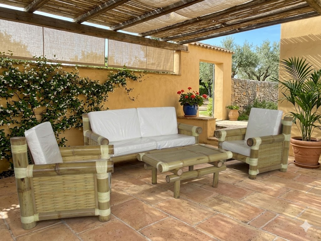 Salotto Singapore – Set 5 Posti in Bamboo Canna Grossa