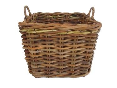 porta legna in vimini rattan quadrato cm 60x60x50 H con manici cm 60 H