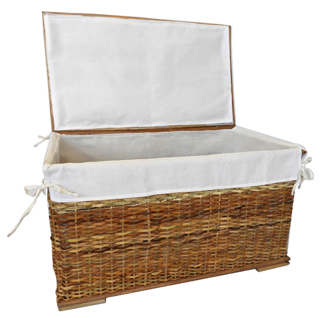 Baule Porta Biancheria in Rattan Naturale Cm 70x38x38 H