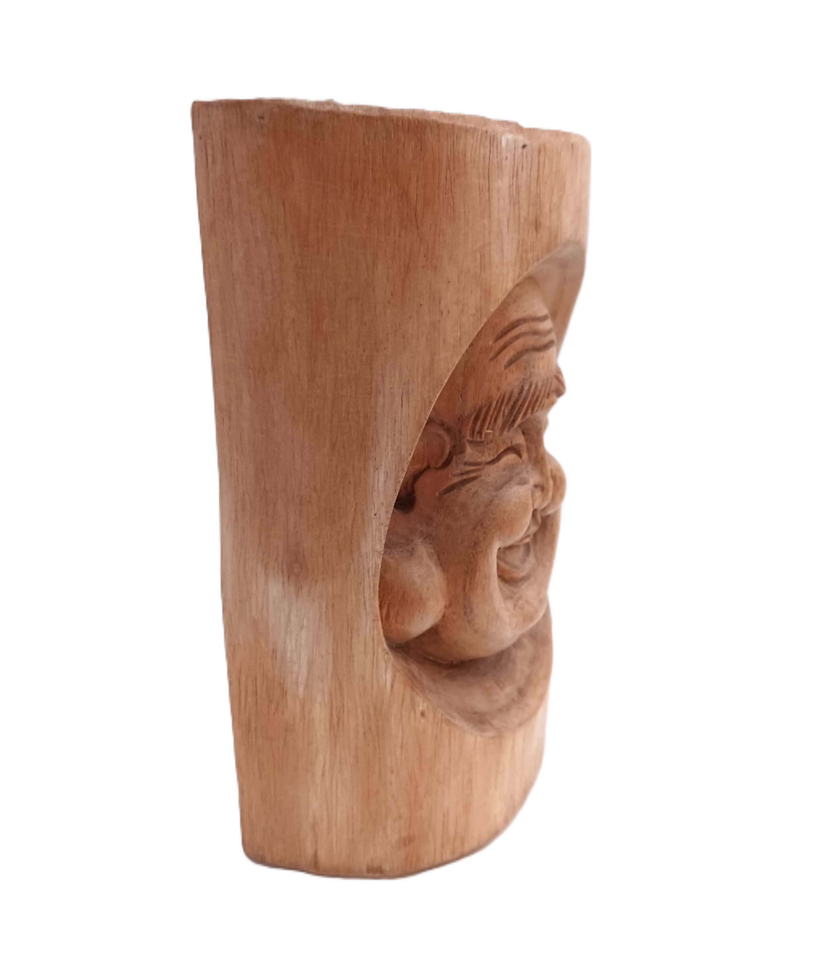 Scultura in Legno Intagliato "Maschera Tribale" – 15x20 cm – Fermalibri / Decoro