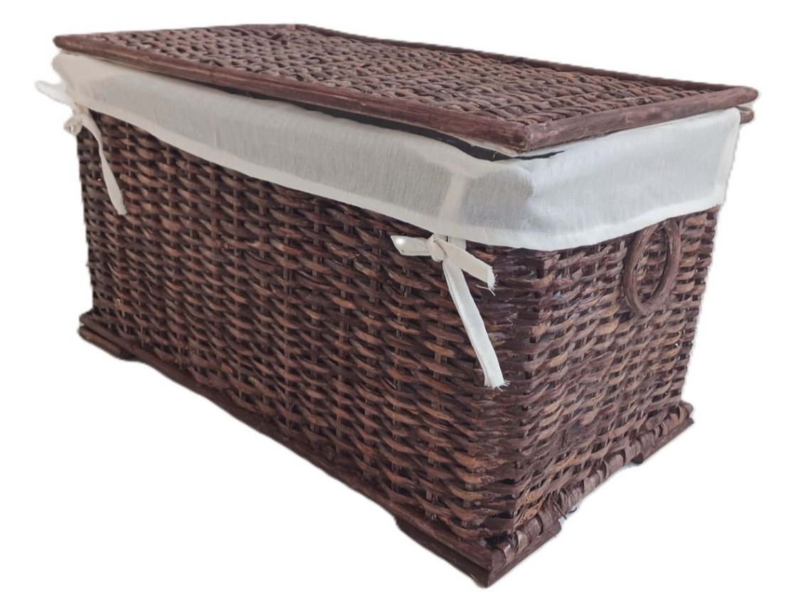 Baule Porta Biancheria in Rattan Noce Cm 61x34x34 H