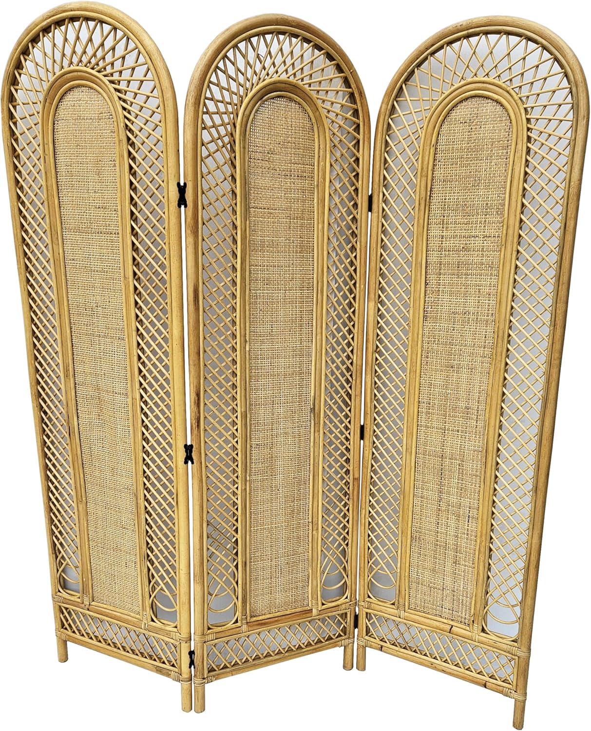 paravento 3 ante in rattan naturale