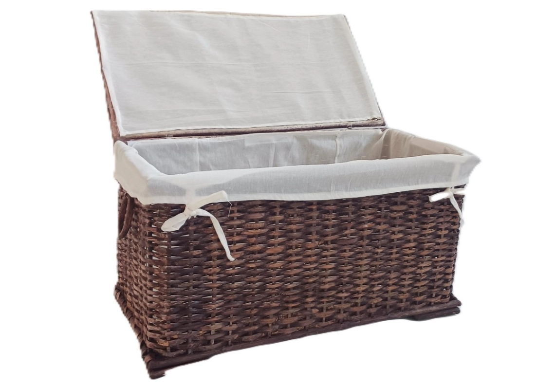 Baule Porta Biancheria in Rattan Noce Cm 61x34x34 H - 4