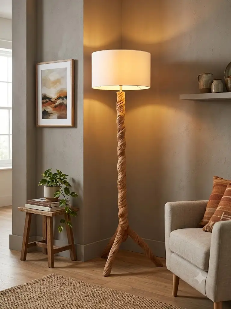 Lampada da Terra in Rattan Naturale H190 cm