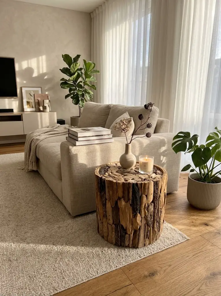Tavolino 45x55 cm in Legno Naturale Driftwood Artigianale