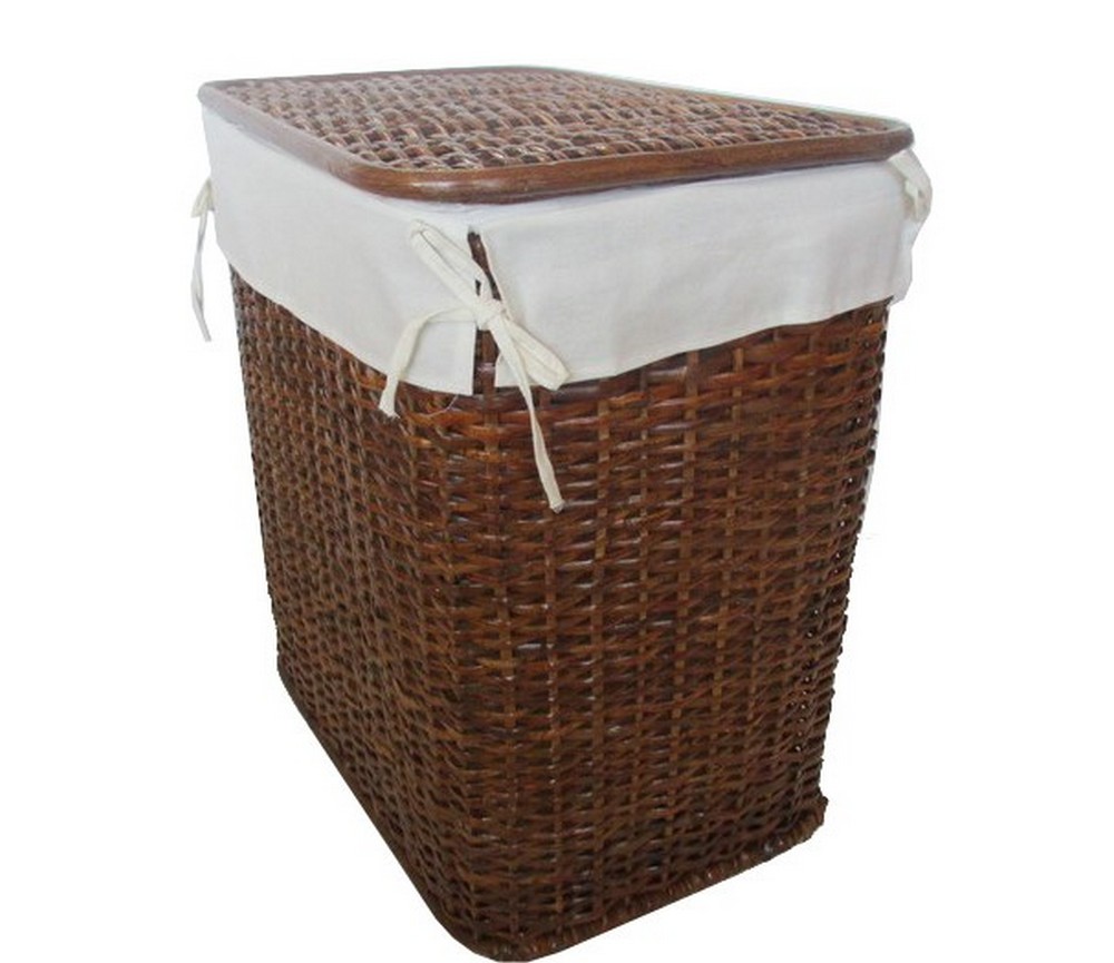 Cesto Porta Biancheria in Rattan Naturale Cm 38X26X50 H