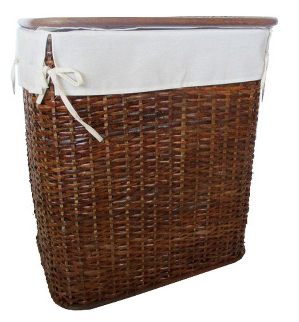 Cesto Porta Biancheria in Rattan Naturale Cm 50x38x60 H