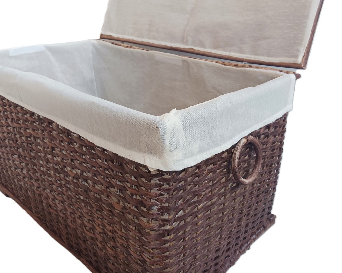 Baule Porta Biancheria in Rattan Noce Cm 69x39x39 H