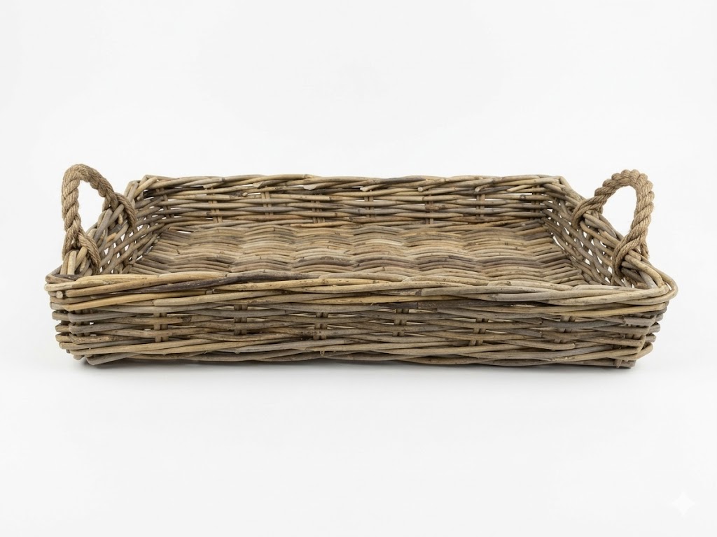 cesto vimini vassoio  espositore  cm 66x44x11 H