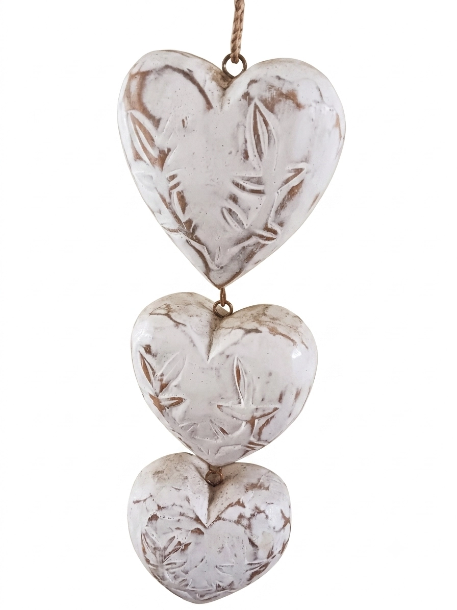 Decorazione da Appendere "Cuore Bianco" in Legno - 3