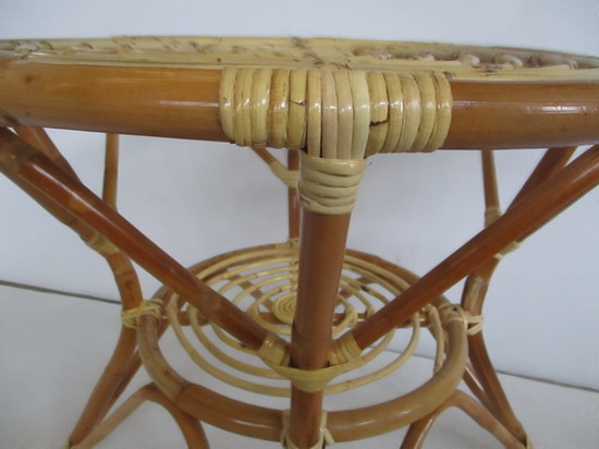 tavolino rattan naturale rotondo cm 65x60 H art ck1010/g