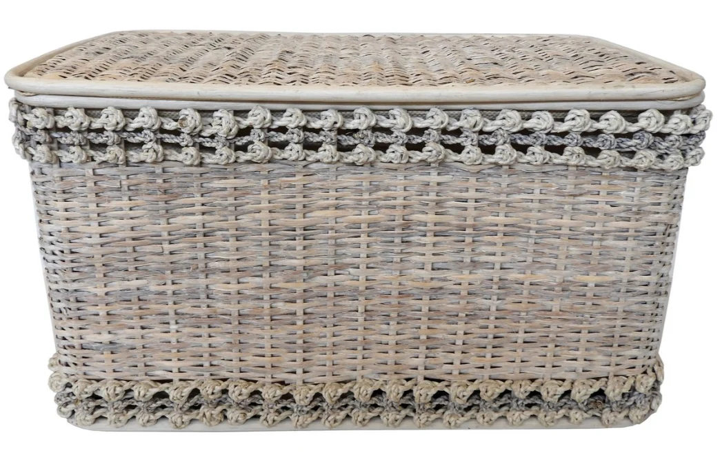 Baule Portabiancheria in Rattan e Banano Cm 76x43x45 H