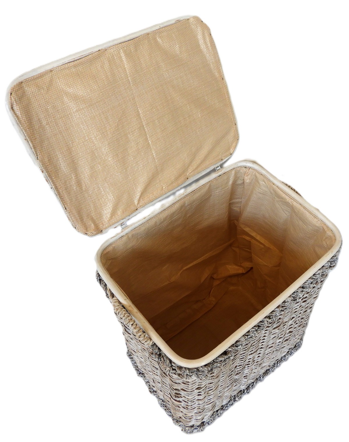 Cesto Porta Biancheria Decapato in Rattan e Banano Cm 40x28x55 H - 3