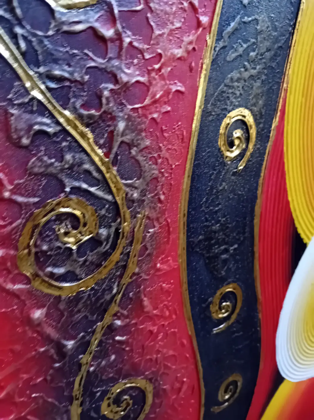 Quadro Batik Materico in Rilievo – "Il Custode del Sole" (120x44,5 cm) - 3