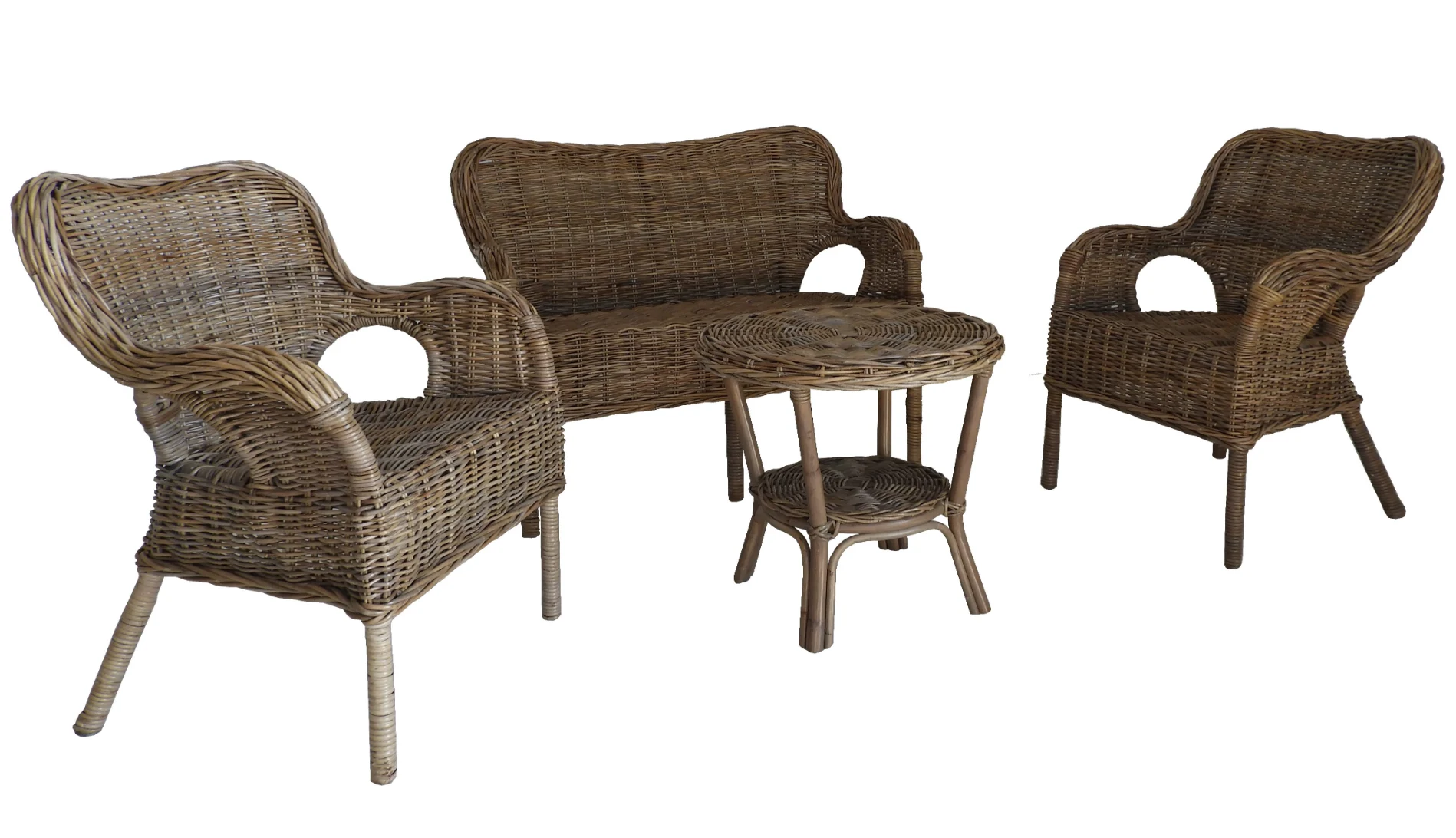 Salotto rattan naturale Kubo Grey  Dhika 4 posti