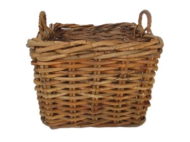 porta legna in vimini quadrato cm 40x40x40 H con manici cm 50