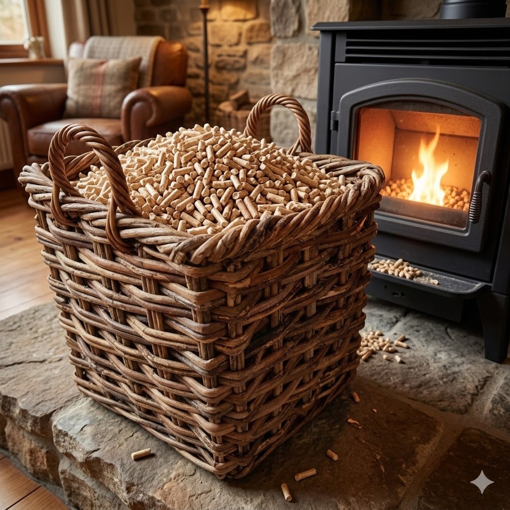 porta legna in vimini  quadrato  CM 53X53X50 H con manici cm 60 H