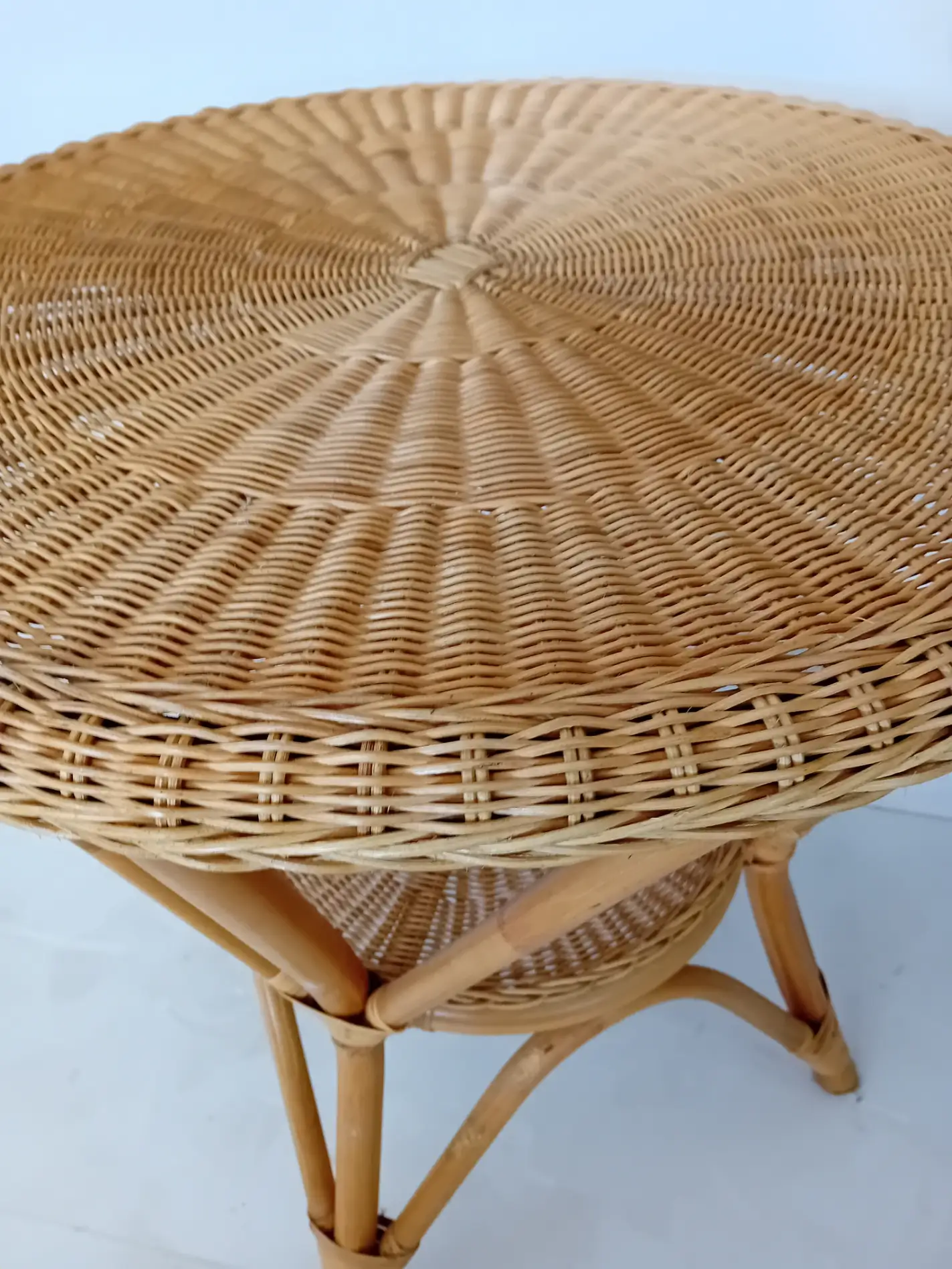 Tavolo da Pranzo Rotondo in Midollino e Bamboo – Ø 75 cm - 4