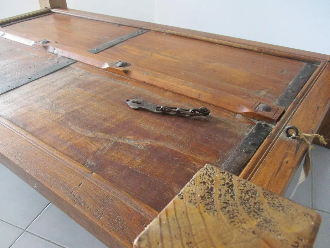 Tavolino da Salotto Antico in Legno e Ferro da Porta Rustica | 140x80 cm - 4