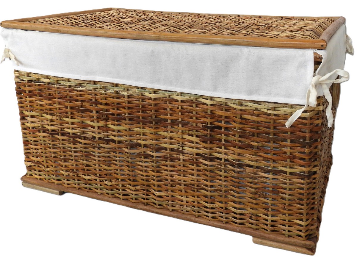 Baule Porta Biancheria in Rattan Naturale Cm 77x44x45 H