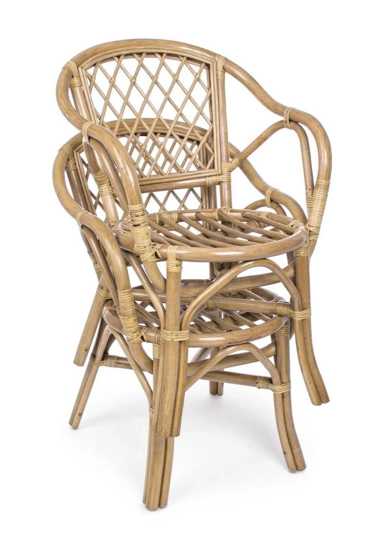 Poltrona in rattan naturale vimini Elisa schienale traforato
