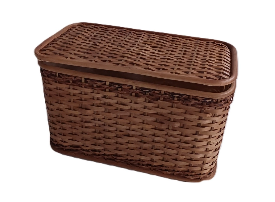 Baule Portabiancheria in Rattan Noce chiaro Cm 54x32x35 H - 3