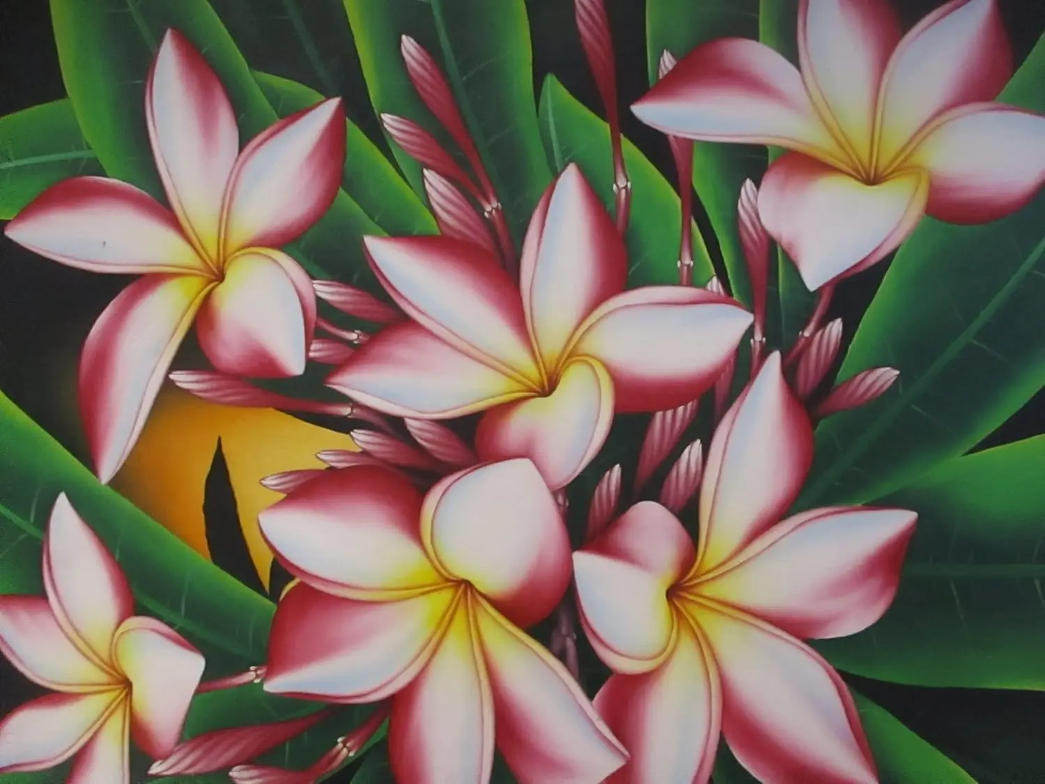 Quadro Batik "Sinfonia di Frangipani" 100x100 cm – Dipinto a Mano a Bali - 4
