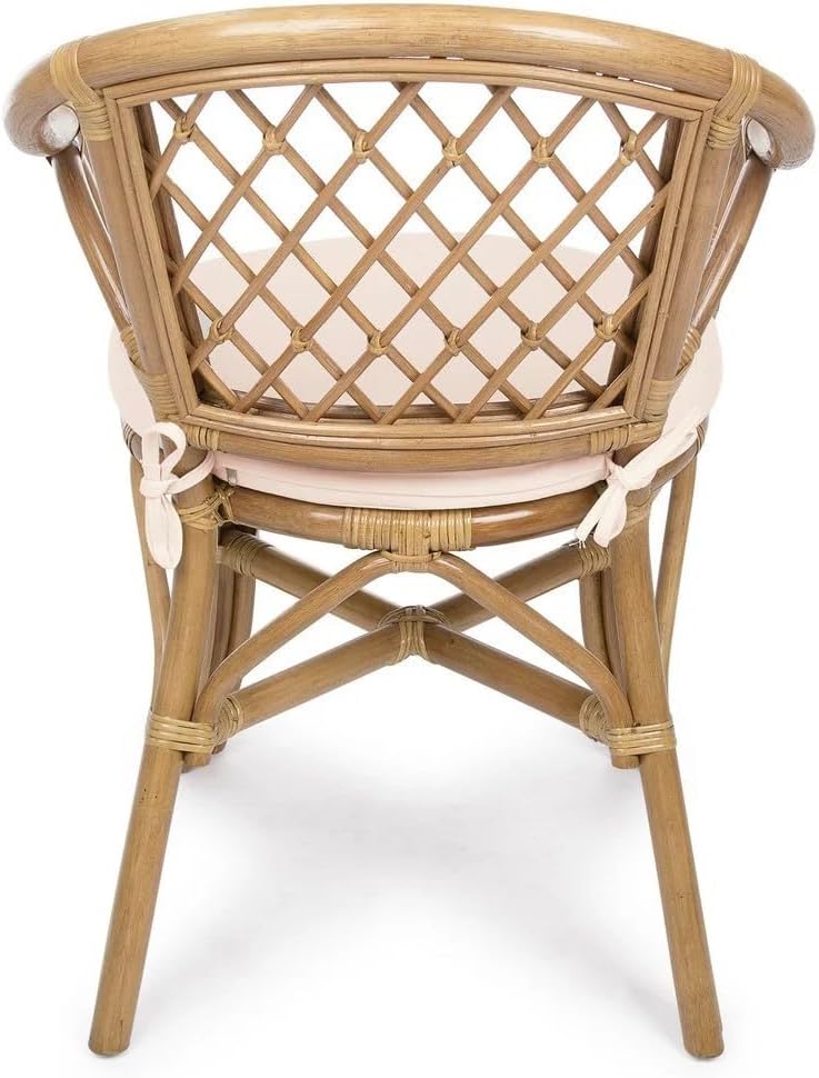 Poltrona in rattan naturale vimini Elisa schienale traforato - 4