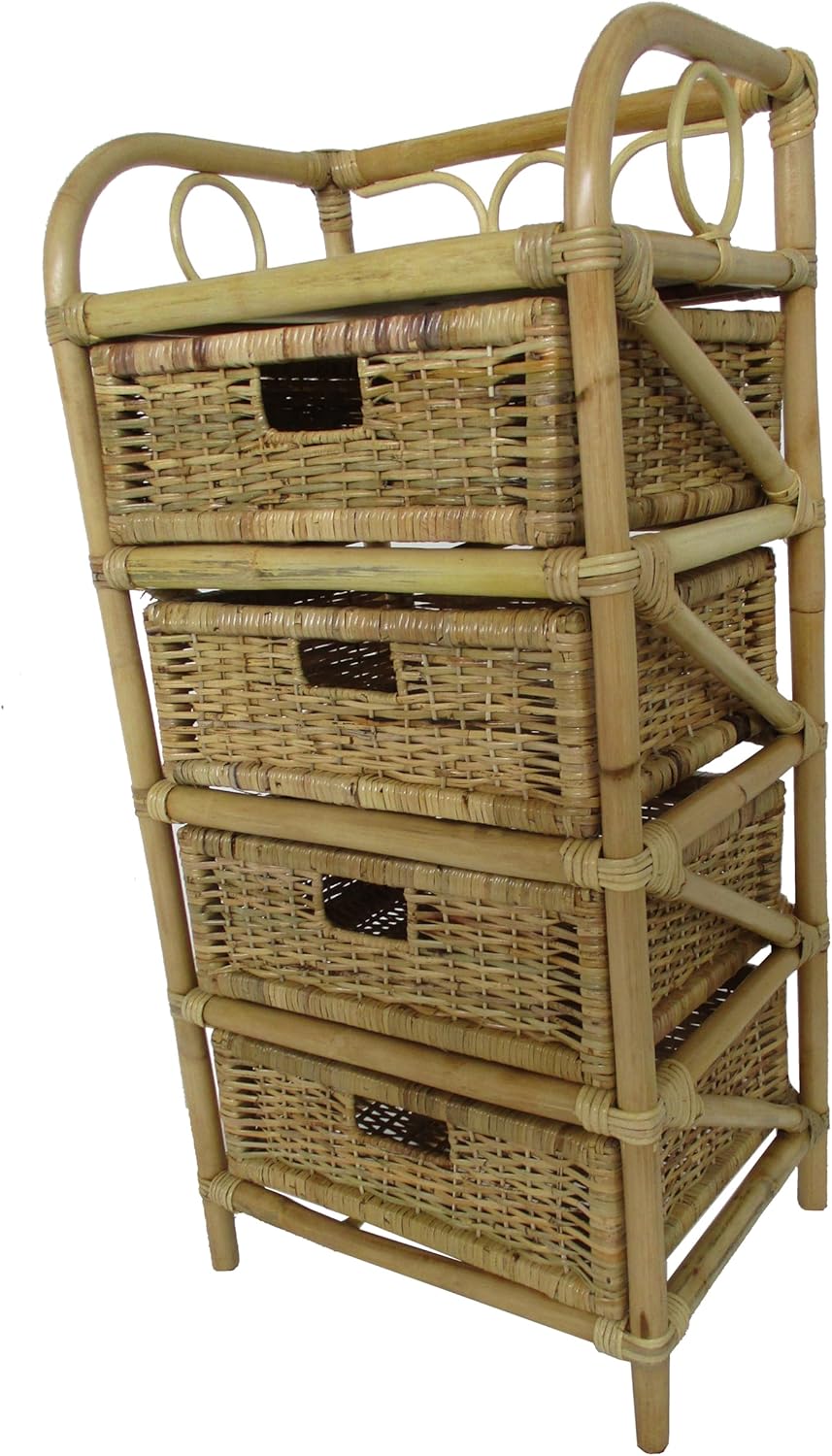 cassettiera rattan naturale 4 cassetti art ck7004