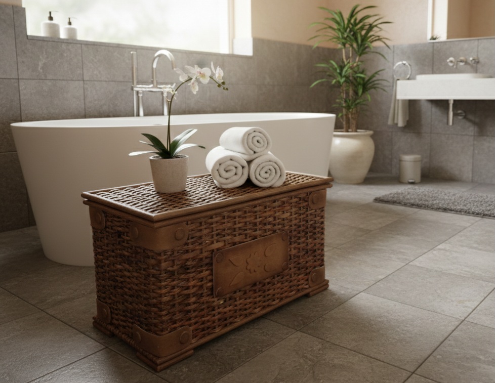 Baule in Rattan Antik Cm 76x44x45 H