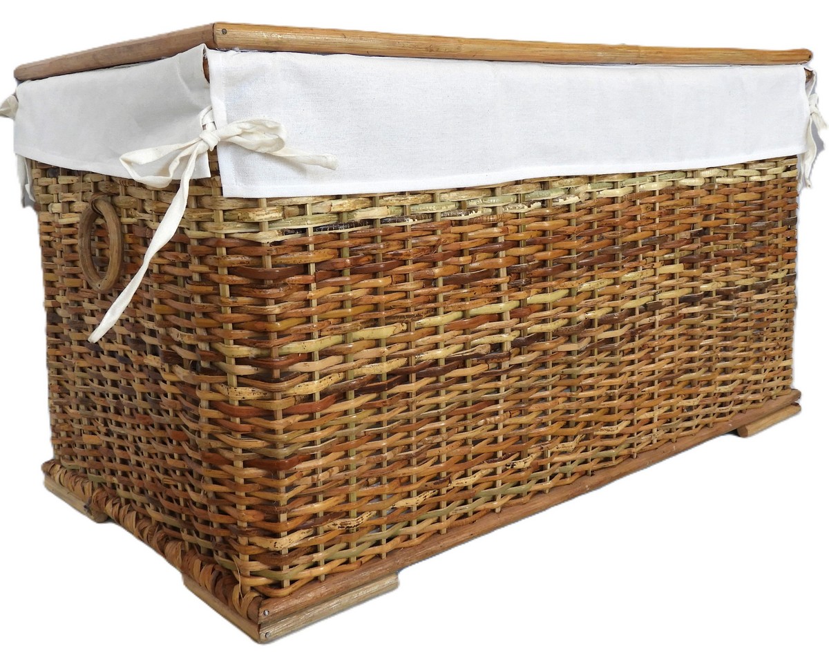 Baule Porta Biancheria in Rattan Naturale Cm 77x44x45 H