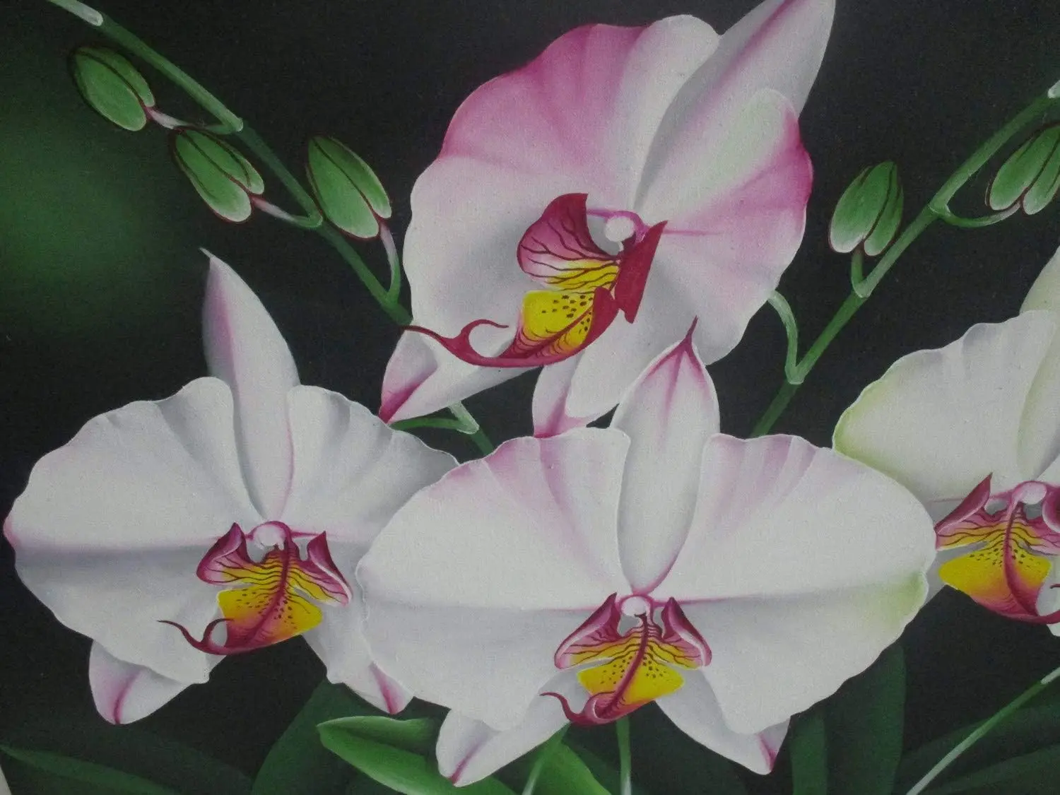 Quadro Batik Artigianale "Orchidee di Bali" – Dipinto a Mano 100x100 cm