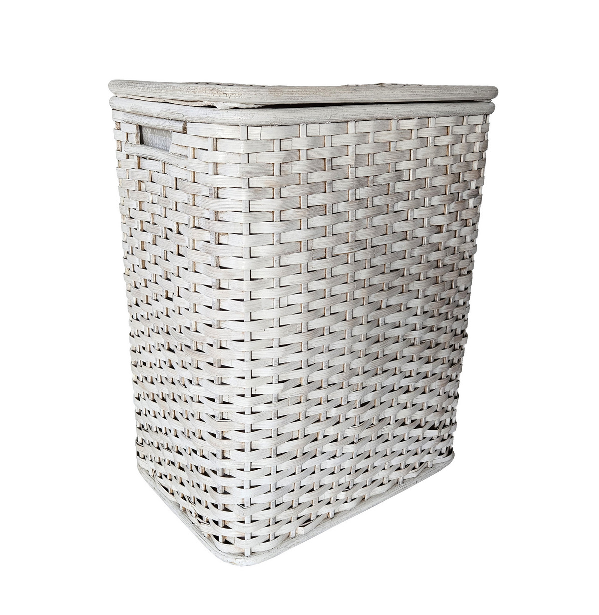 Cesto Porta Biancheria in Rattan Bianco Shabby Cm 45X31X55 H