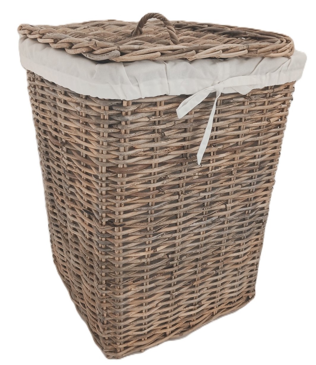 Cesto Porta Biancheria in Giunco Kubu Cm 45x45x59 H