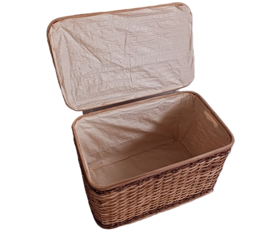 Baule Portabiancheria in Rattan Noce chiaro Cm 60x37x41 H - 4