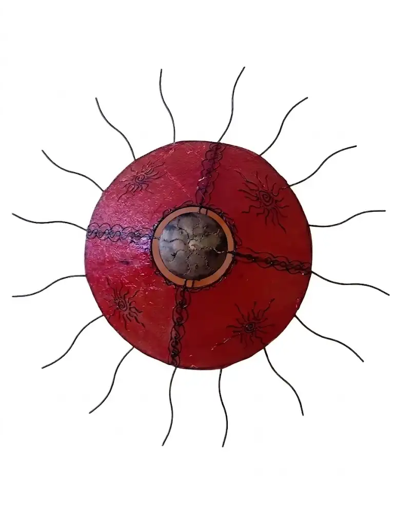 Grande Applique da Muro "Sole Rosso" in Metallo e Resina – Ø 100 cm (Artigianale)