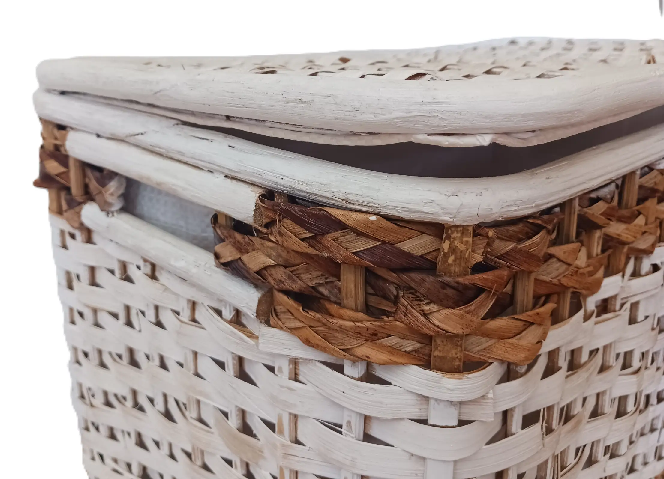 Baule Porta Biancheria in Rattan bicolore 55X31X35 H - 3