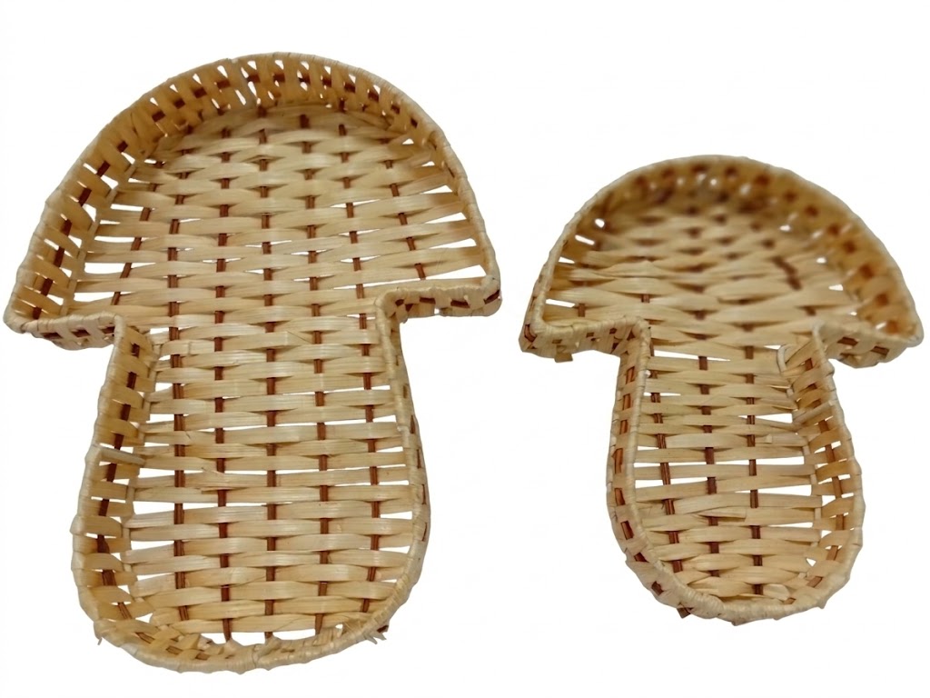 set 2 catini vimini forma di fungo