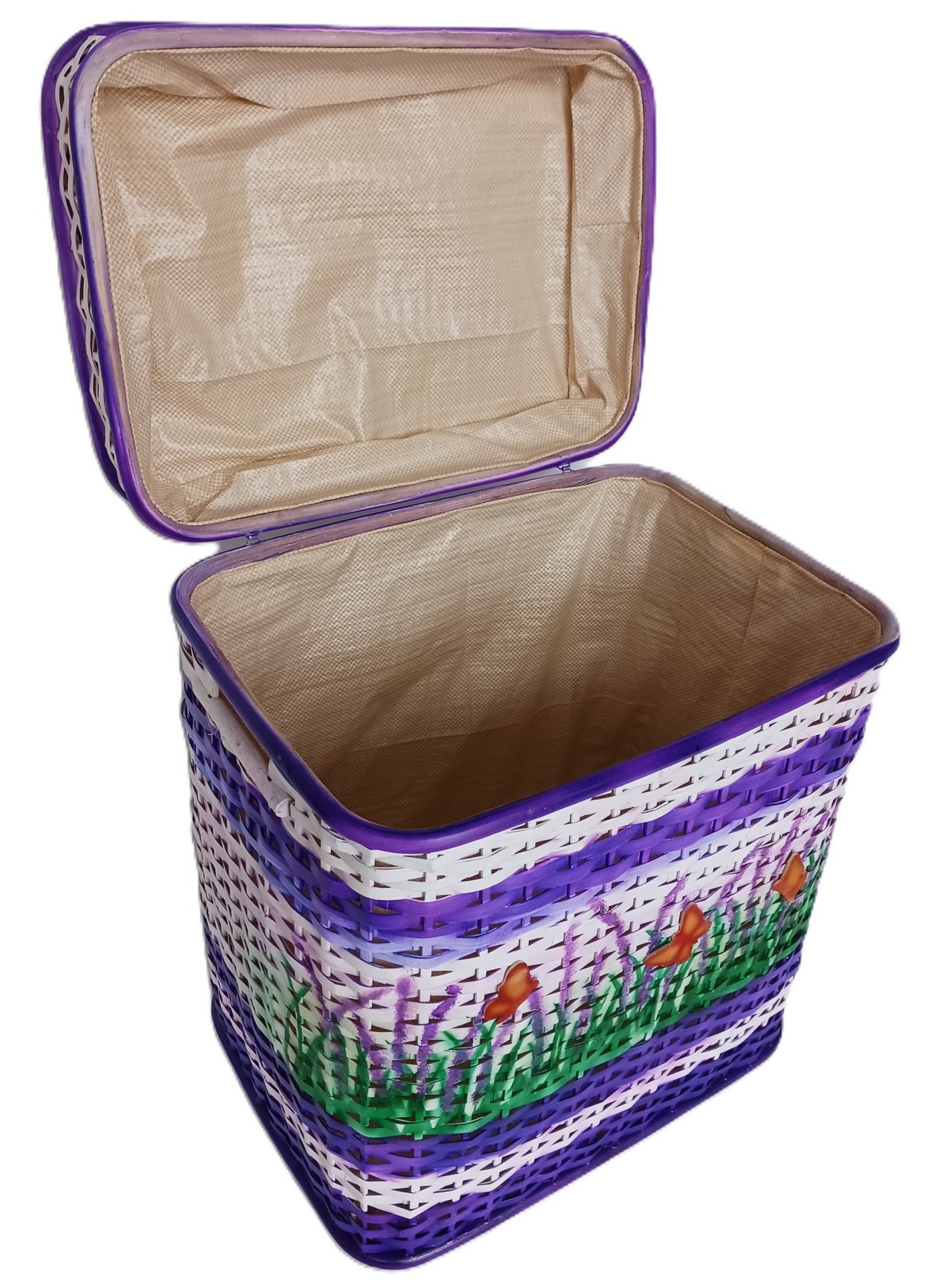 Cesto porta biancheria/giocattoli in Rattan Viola lavanda Cm 51x37x58 H