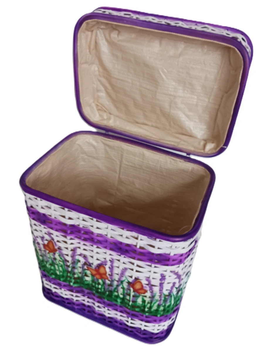 Cesto porta biancheria/giocattoli in Rattan Viola lavanda Cm 44x31x53 H - 5